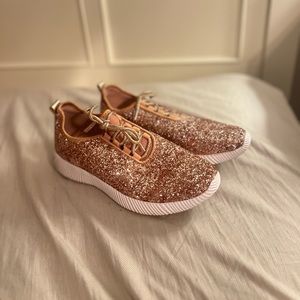 Quips rose gold glitter tennis shoes